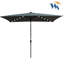Parasol rectangulaire lumineux à DEL solaires - 3 x 2 m. Toile protégée, manivelle et inclinaison faciles. Parfait pour le jardin, la terrasse et la piscine. Poteau noir, imperméable et facile à installer.-912858664-912858665