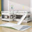 Lit superposé en bois en forme de L Fraser, double sur double et simple sur simple avec glissière-997208810