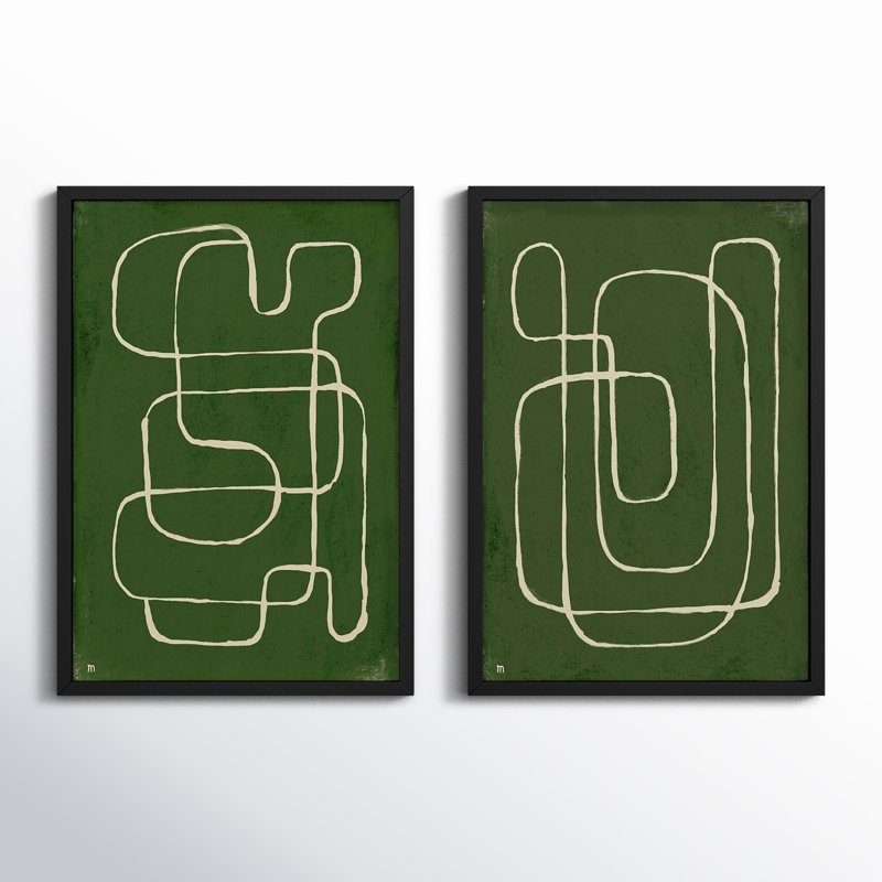 Line Works Painting by StudioM, Black Framed Paper, 25" H x 35" W x 1.25" D