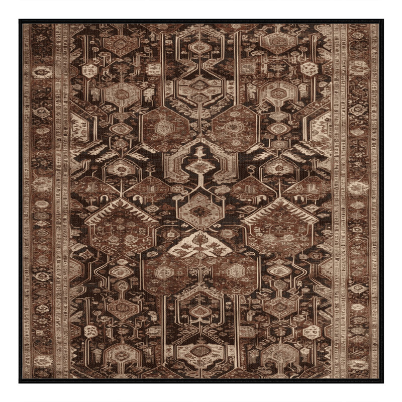 Tapis brun lavable à la machine, Carré 5 pi