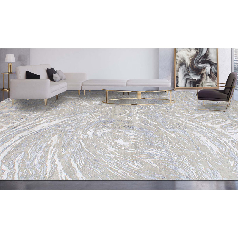 Area Rug in Silver/Grey, Rectangle 12' x 15'