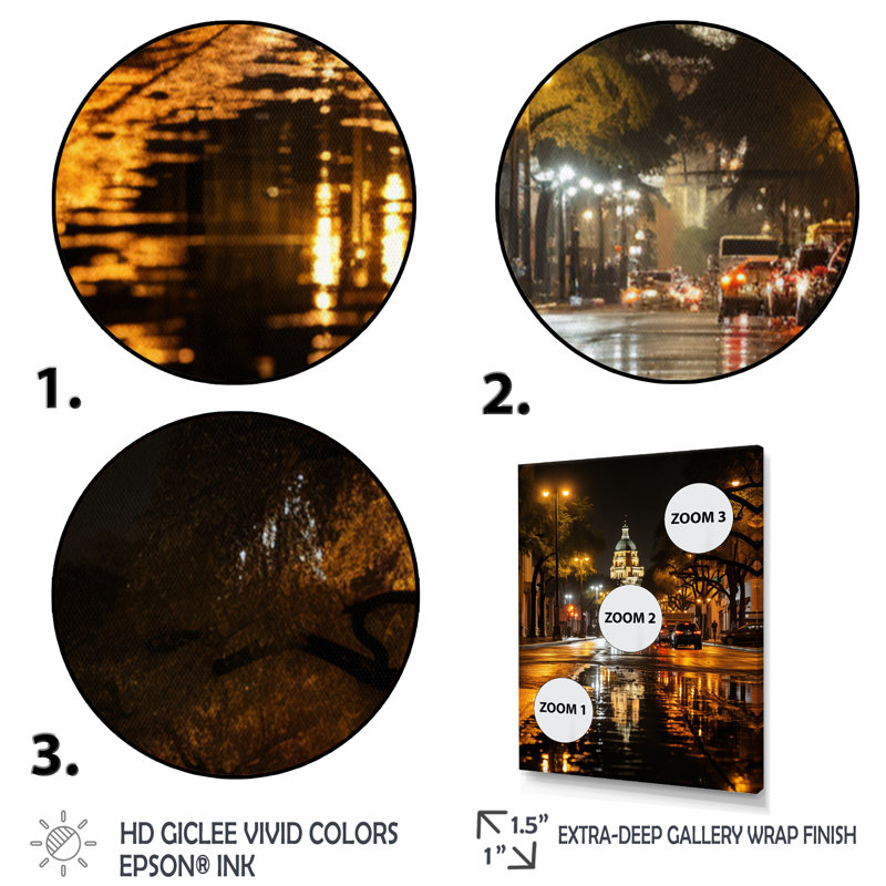 Liljan Florida City Lights sur impression sur toile, Encadrement doré, H 40 po x l 30 po x P 1,5 po