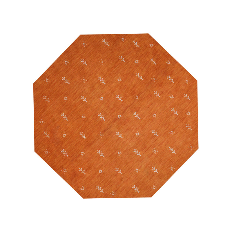 Paisleigh Hand Knotted Loom Wool Eco-Friendly Area Rugs - Octagon, Orange White Color, Contemporary Modern Design, High Pile Thick Handmade Anti Skid Area Rugs for Living Room, Bed Room