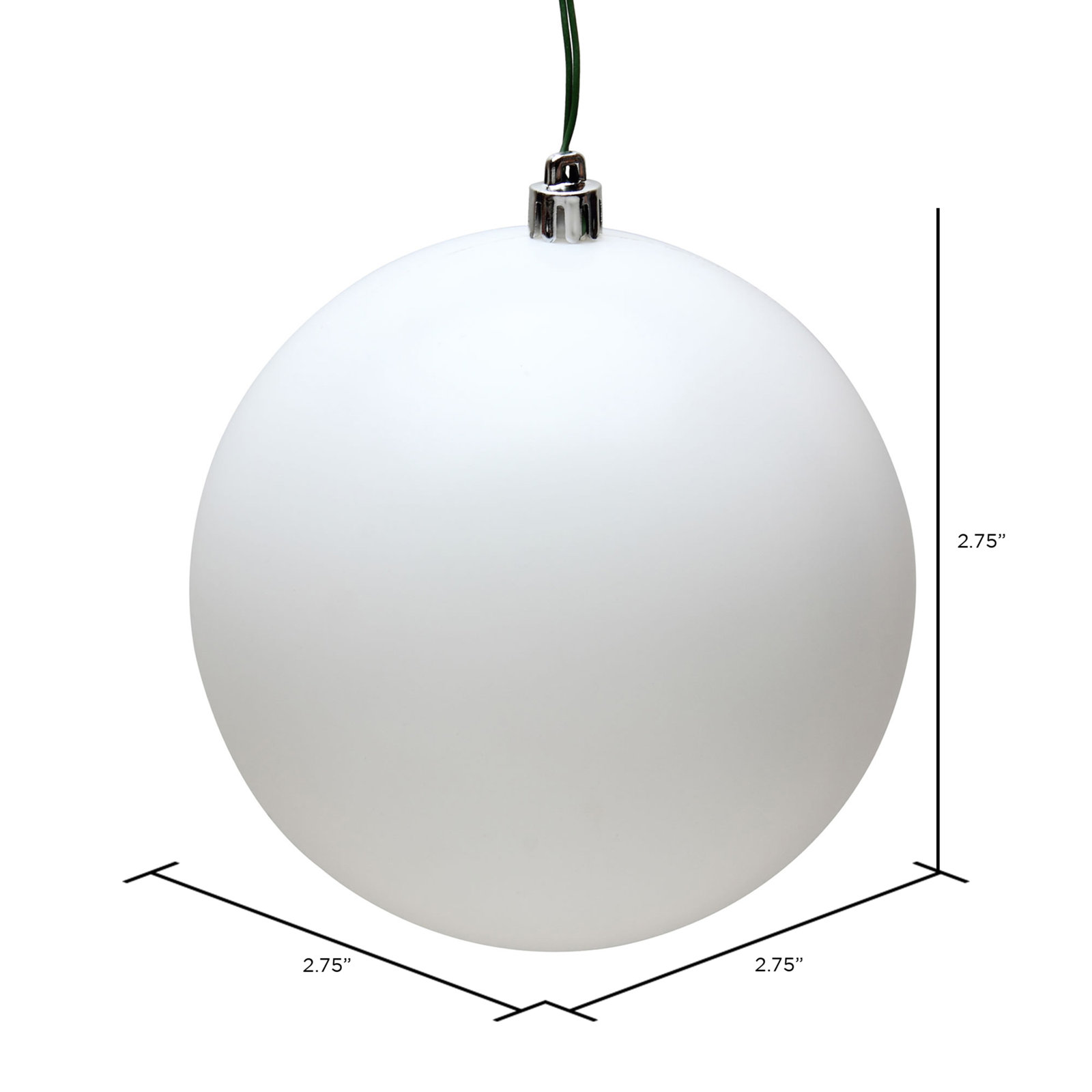 Holiday Décor Ball Ornament, White Matte, 2.75" H x 2.75" W x 2.75" D
