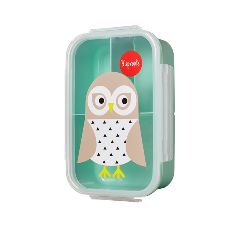 Mint Owl Leakproof Bento Lunch Box with 3 Compartments