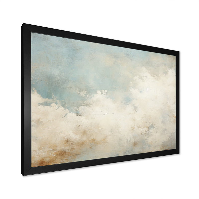 Nuage de minimalisme beige sur toile, Black Single Picture Framed, 24" H x 32" W x 1" D