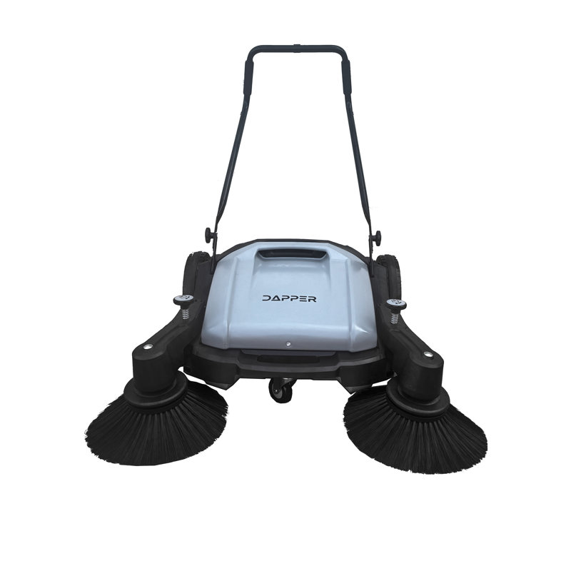 Walk-Behind Outdoor Hand Push Floor Sweeper - 10.5 Gallon Capacity - 36" Sweeping Width