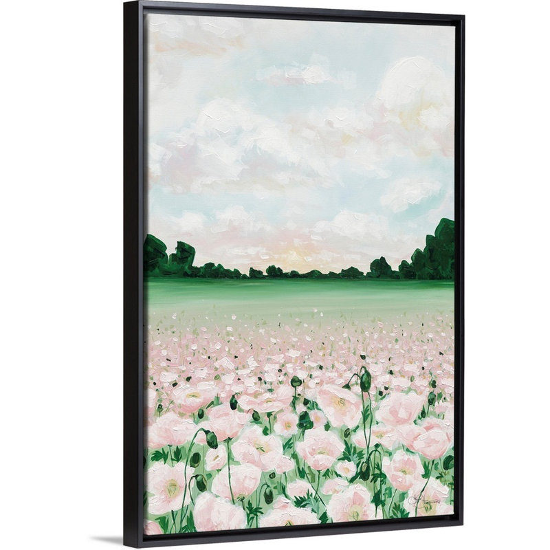 Coquelicots roses-reproduction d’art sur toile, H 20 po x l 14 po x P 1,75 po, Cadre noir