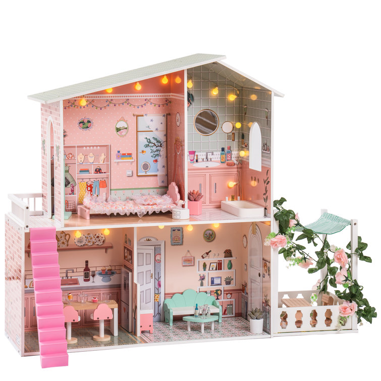 Wooden pretend play doll house