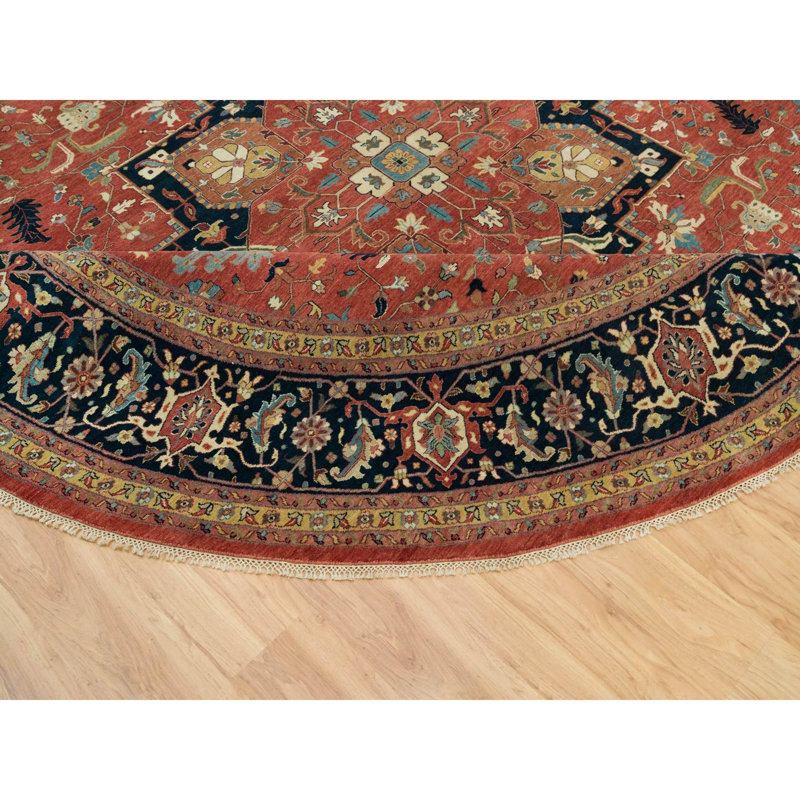Tapis rond 100% laine noué à la main 12 pi x 12 pi rouge Heris 39563150B0B247B69BB7B7F68E53866A