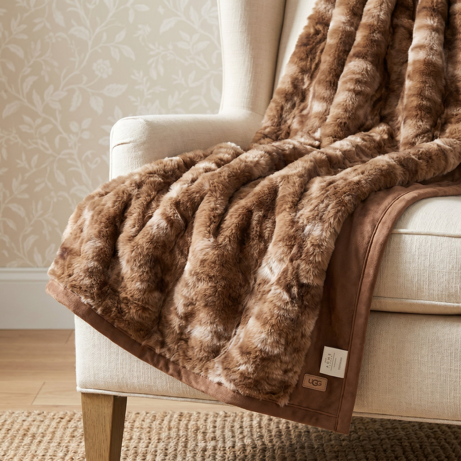 Ridgeline Faux Fur Throw Blanket, Lion Caramel, 80" L x 60" W