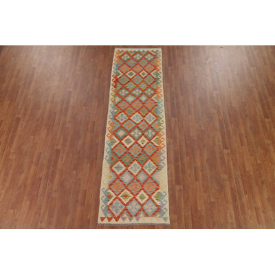 Tapis de couloir réversible en laine Kilim 3 x 10