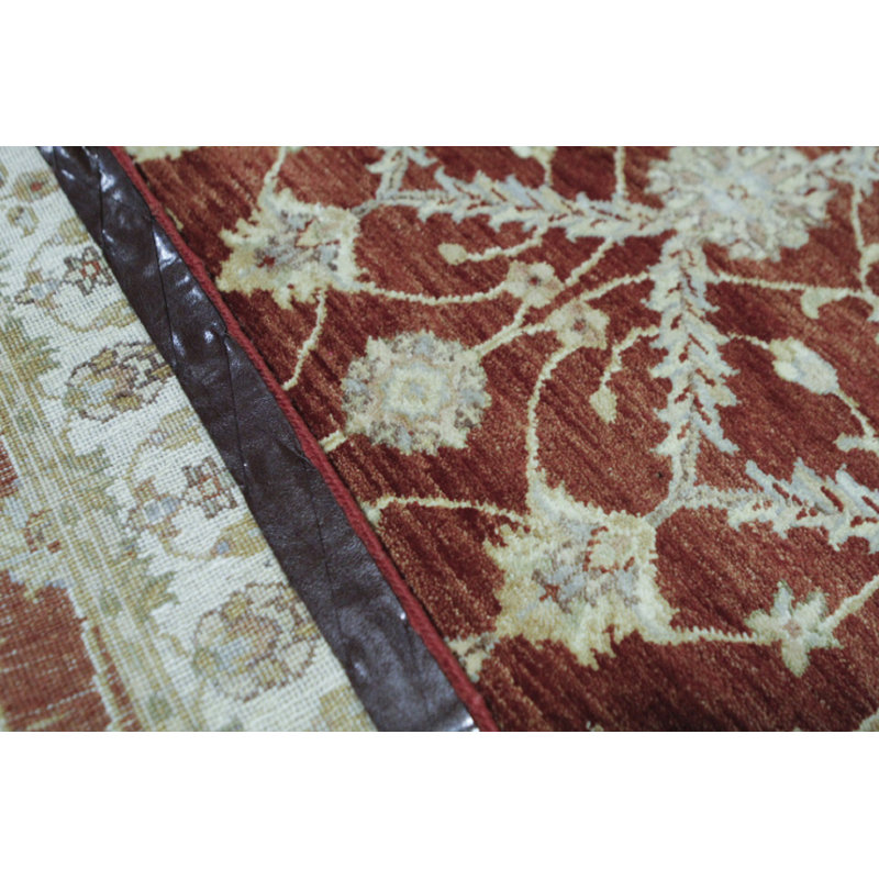 Hand-Knotted High-Quality Red and Ivory Runner