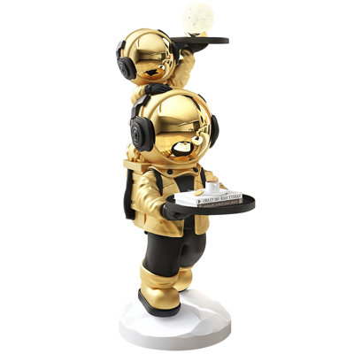 Astronaut Resin Figurine Side Table With Tray Top by Orren Ellis
