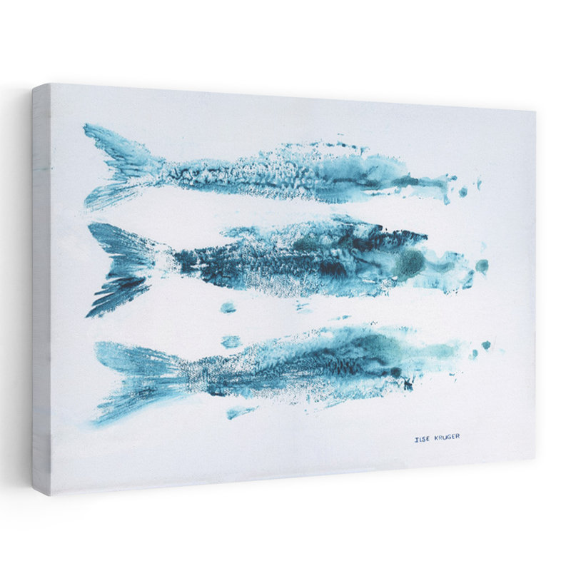 Poisson bleu fluide abstrait, art minimaliste, poisson biologique, océan, H 24 po x l 36 po