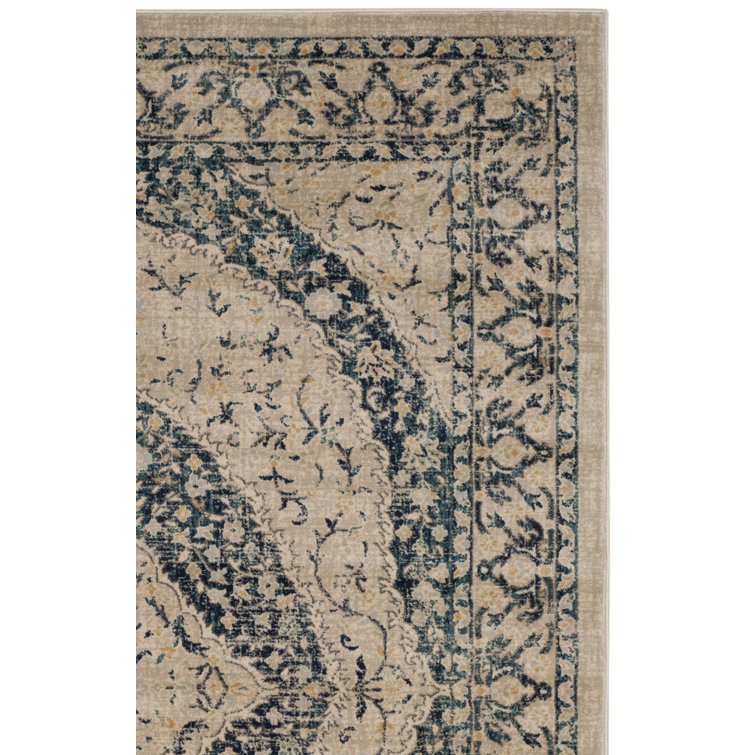 Annette Oriental Beige/Navy Area Rug