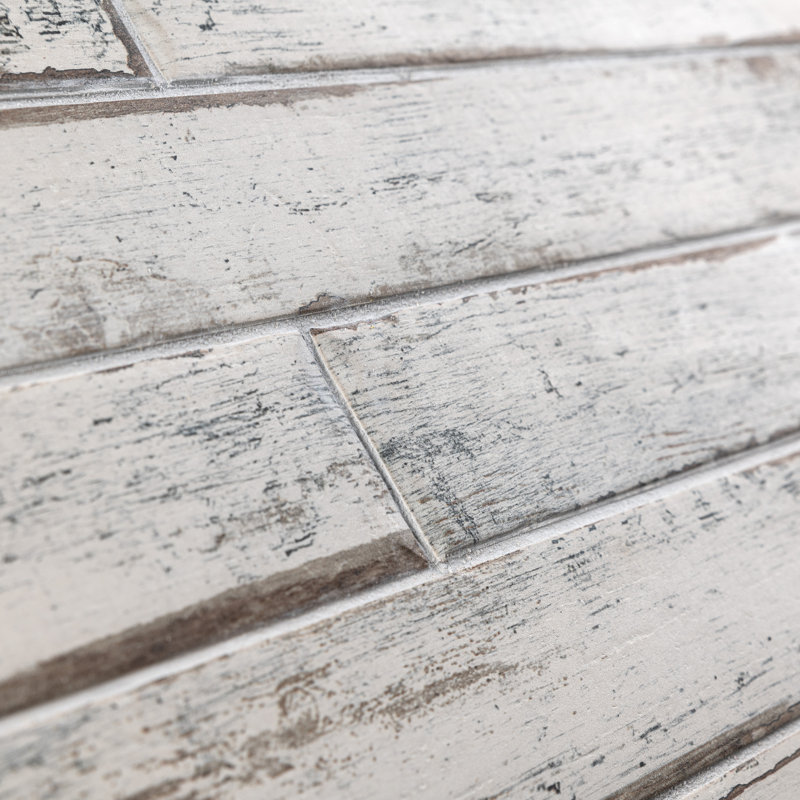 Carreau de mur et de plancher en porcelaine aspect bois 3 po x 24 po Retro, Blanc