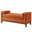 Grand canapé rembourré orange confortable en tissu bouclé avec coussins et double accoudoirs, idéal pour se détendre dans le salon ou l'entrée. Dimensions : 130 cm (L) x 47 cm (l) x 57 cm (H). Installation simple et installation facile.-436509768-436509779