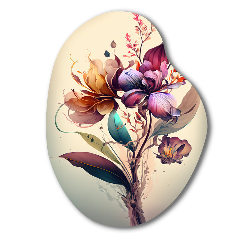 Oriane - art mural en forme d'orchidée en forme unique, sculpture murale en métal Freeform, H 30 po x l 22 po x P 1 po
