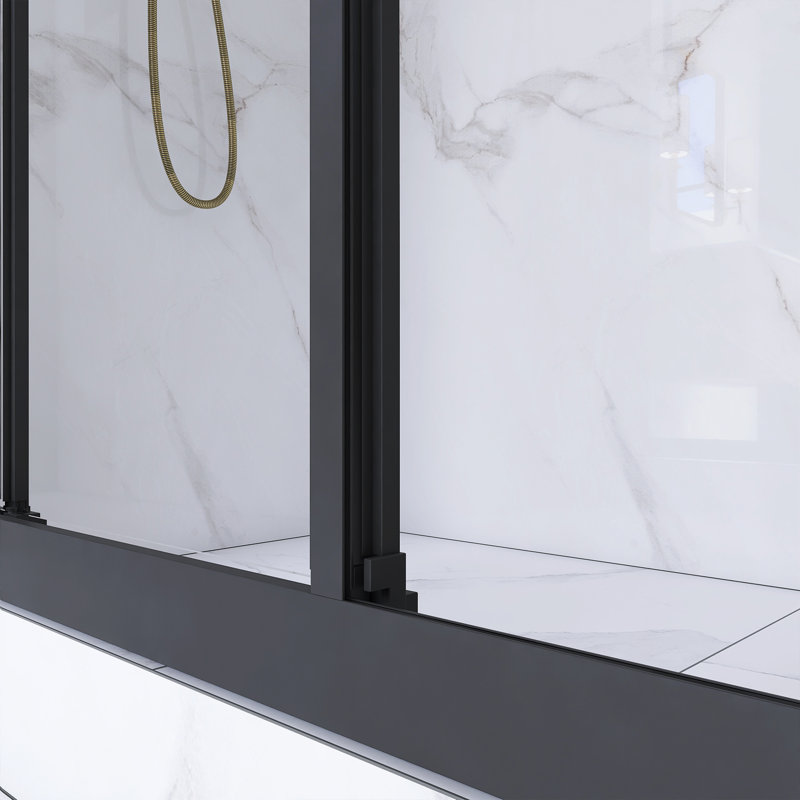 70" Matte Black Aluminum Semi-Frameless Sliding Shower Door