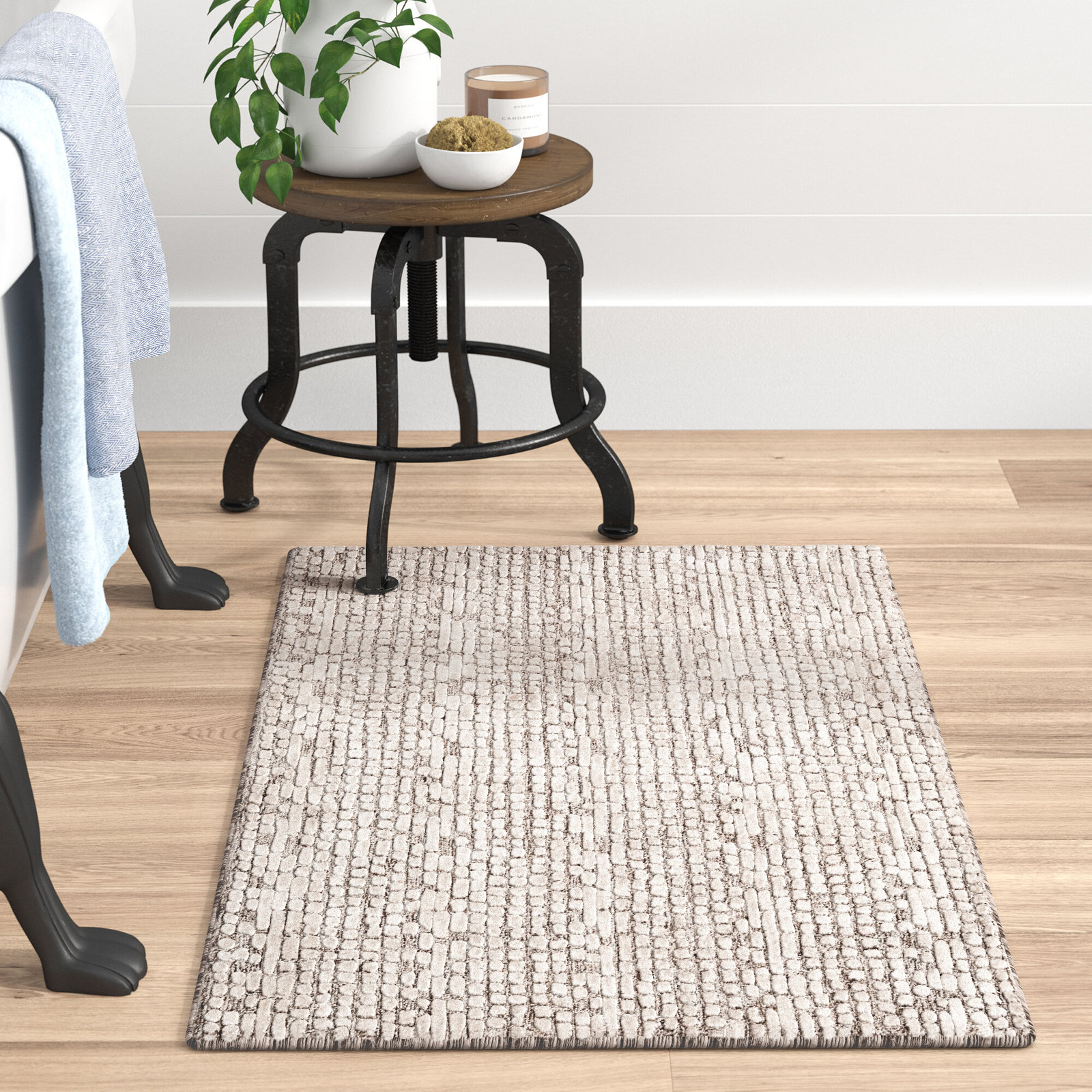 Mulbury Ivory Hand-Tufted Abstract Rug, Rectangle 2' x 3'