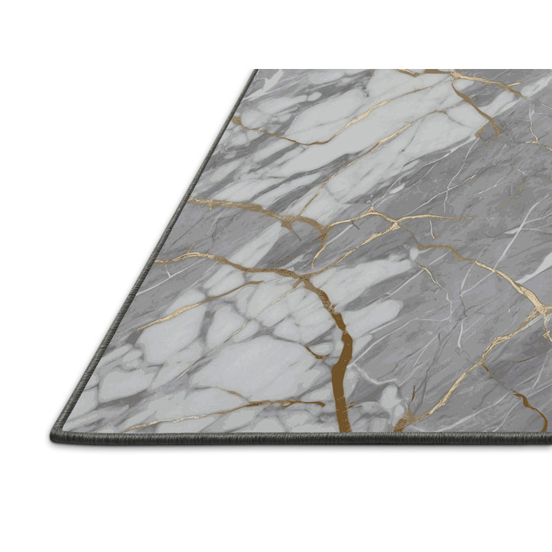 Tapis gris soyeux et moelleux, Rond 3 pi