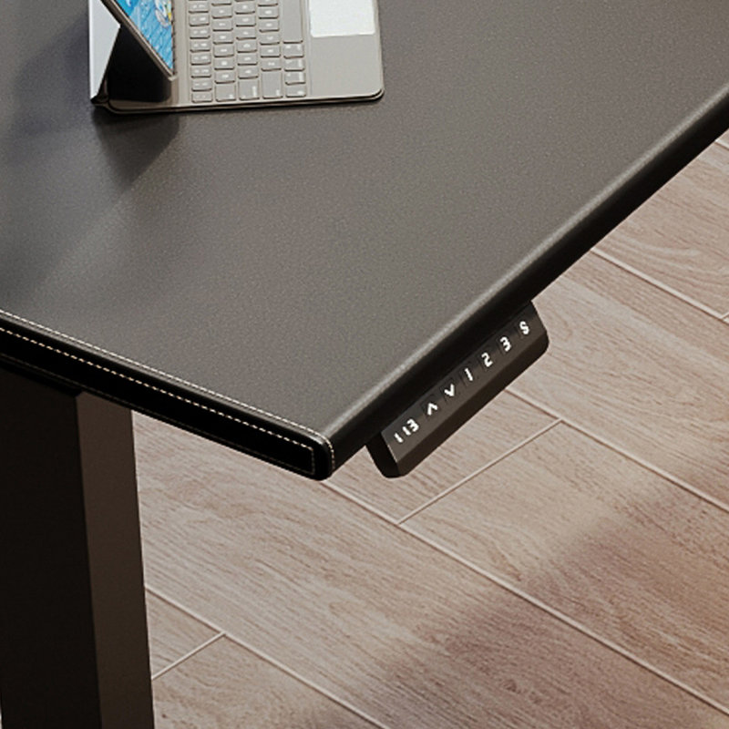 Bureau en bois massif noir ajustable, H 51,18 po x l 70,87 po x P 27,56 po