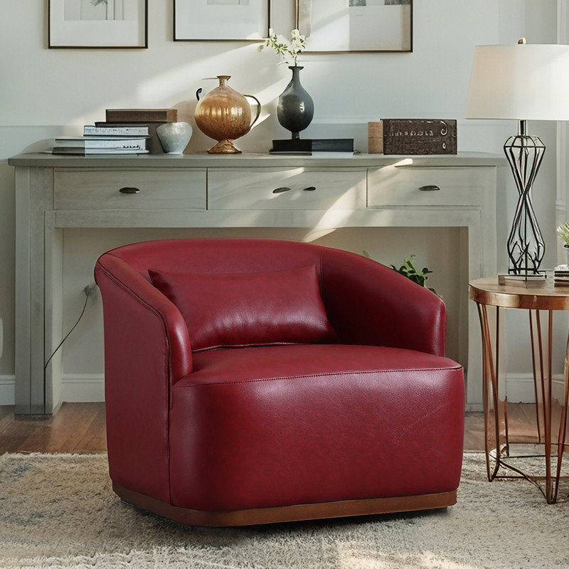 Latitude Run® 360° Swivel Barrel Chair Plush Round Accent Chair for