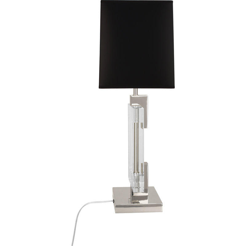Lincoln Table Lamp, Black Opaque, Polished Nickel/Clear