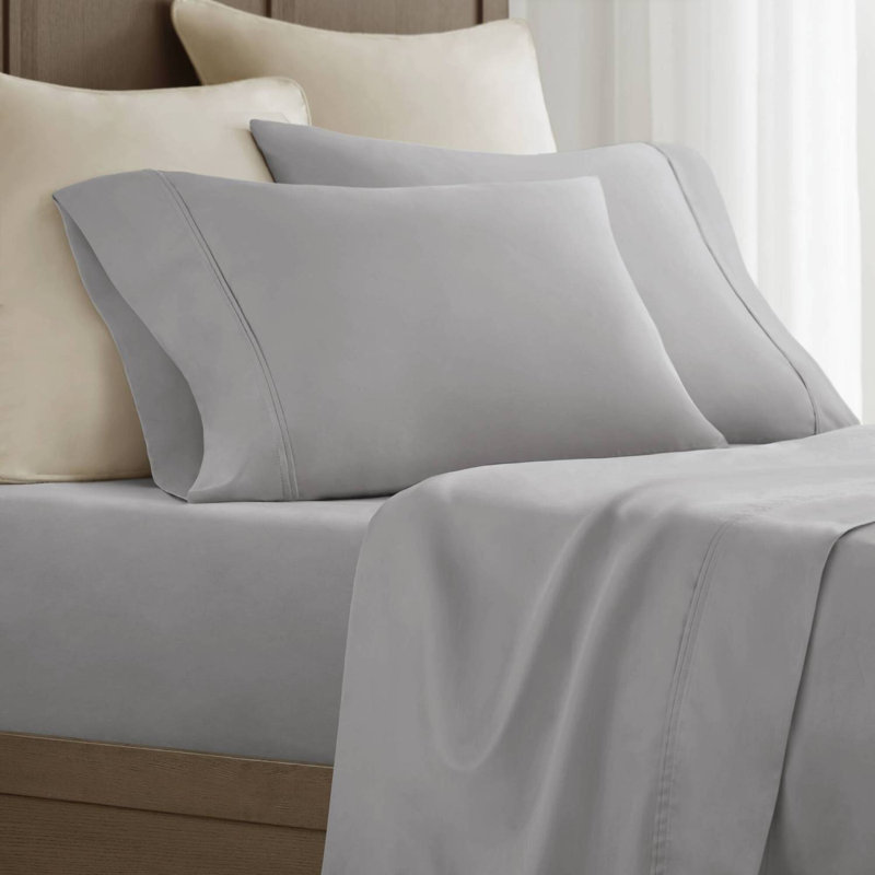 Ensemble de 2 taies d'oreiller en satin de coton 2 pièces, Gris