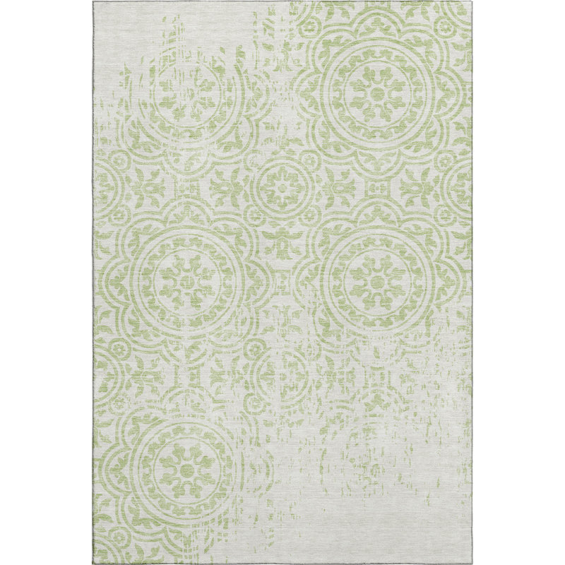 Premium Machine Washable Prisco Aloe Rug, Rectangle 5' x 7'6"