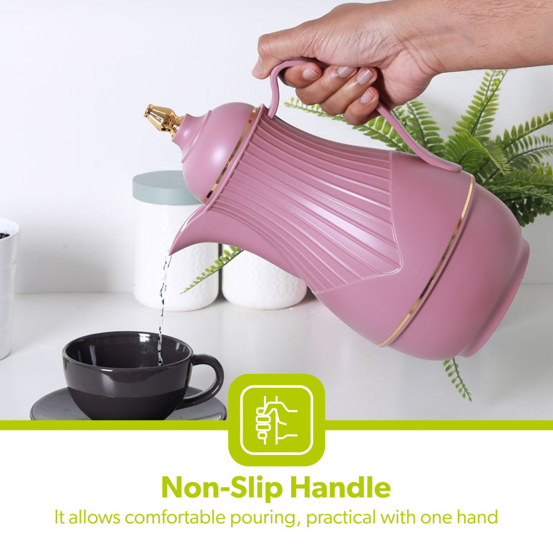 ROYALFORD Glass Vacuum Flask | Vacuum Insulated Tea Carafe 1000ML | Heat & Cold Retention, Thermal Insulated Airpot | Insulated jug Preserves Flavor & Freshness, Household Office Kettle Jug