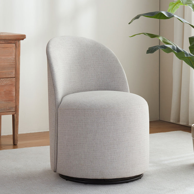 Upholstered Fully Assembled Swivel Dining Chair, Linen Oatmeal Gray