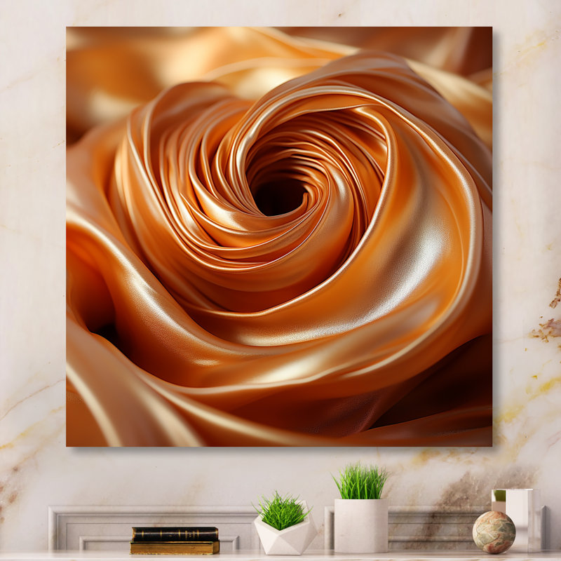 «Orange Abstract Spiral Cyclone Tranquility», art mural abstrait en spirale en métal, H 16 po x l 16 po