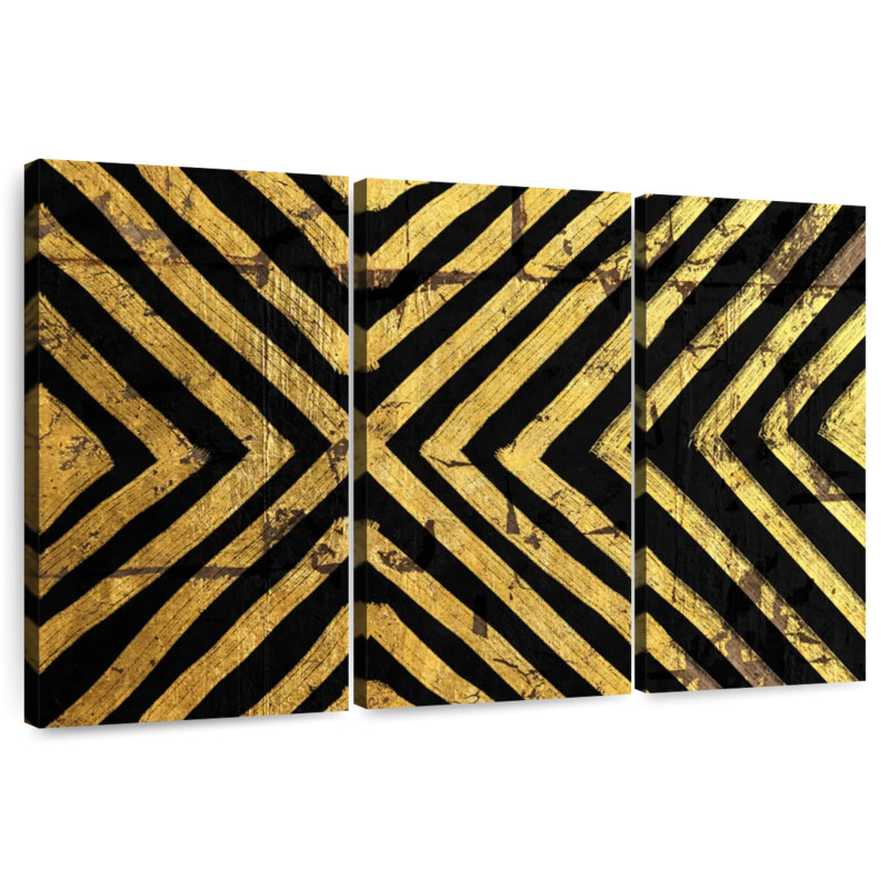 Avery Gold Geometric Lines, 42" H x 65" W