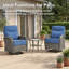Ensemble de conversation pour foyer extérieur en osier 8 pièces avec canapé, fauteuils pivotants et repose-pieds 8 pièces-331691665-479074891
