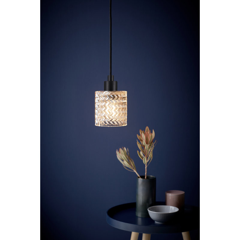 Bisen 1 - Light Black Cylinder Pendant, Amber