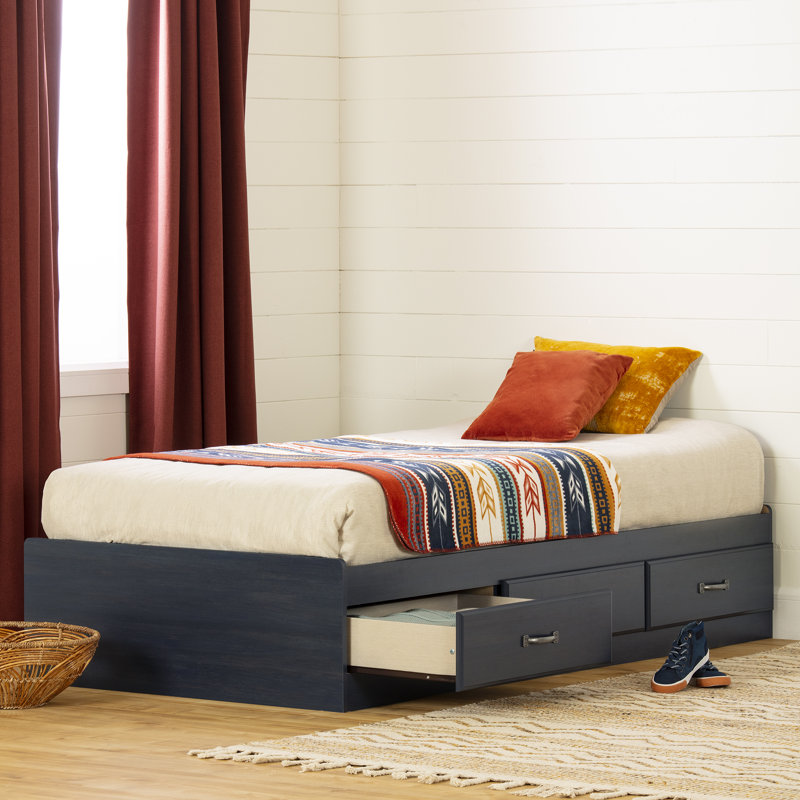 Jasi Kids Standard Kids Bed with Drawers, Blueberry, Twin