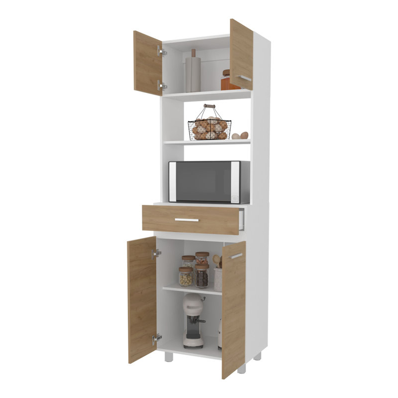 White 4-Door 1-Drawer Kitchen Storage Cabinet