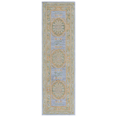 Savonnerie 401 Hand Tufted Wool/Cotton Oriental Indoor Use Only Rug in Pink/Gold