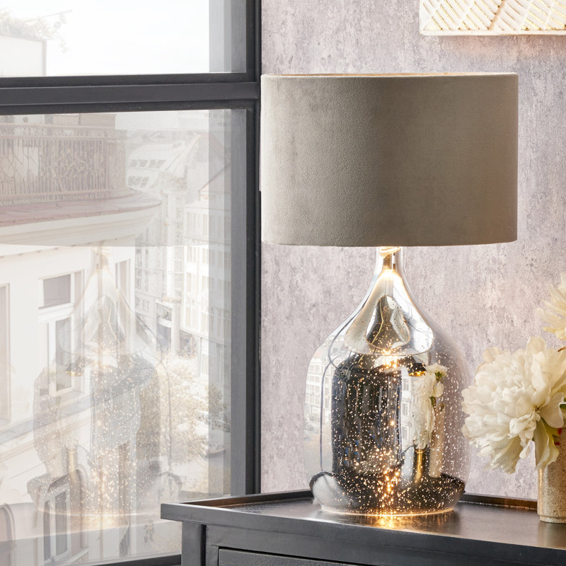 Anselmi Glass Table Lamp, Grey, Silver