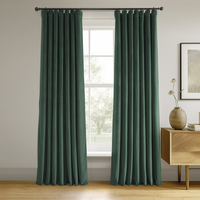 Olivia Velvet Blackout Curtain (1 Panel), 100" W x 96" L, Aqua Mist