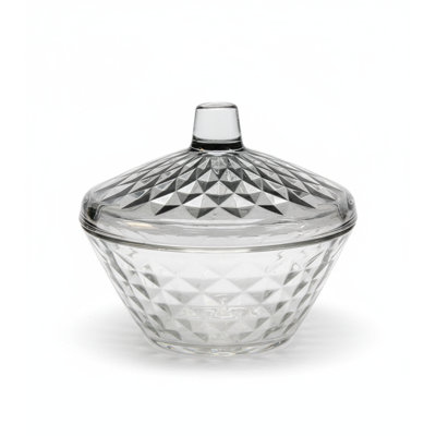 Glass Jar with Diamond Cut Smoked Cover