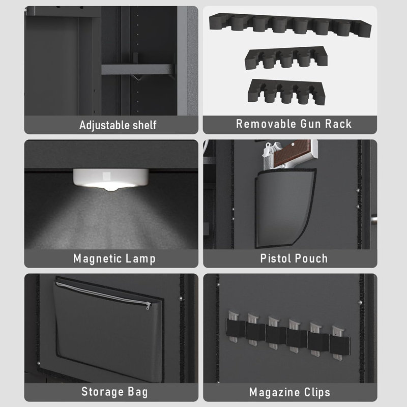 30-35 Large Gun Safe For Rifles And Pistols, Unassembled Rifle Safe With Lcd Keypad And Adjustable Shlef, Digital Gun Cabinet For Home And Shotguns With Mute Function & Dual Alarm
