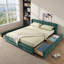 Structure de lit double tapissier en chenille bleu et vert avec tiroirs de rangement - Design plateforme moderne (l 86 po x P 68,5 po x H 67 po)-928384939