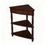 Petite table de coin triangulaire, table d'appoint d'angle en bois pour petits espaces de salon, table d'angle à 3 niveaux avec pattes en bois massif, espresso clair