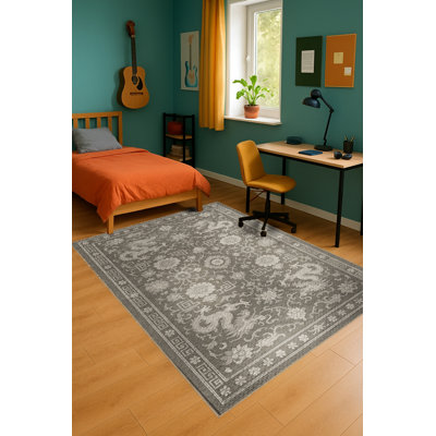 Tapis gris tissé traditionnel Mosso