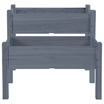 34"X34"X28" 2 Wood Garden Planter, For Backyard Patio, Grow Veggies Herbs Flowers, Gray Raised 2,