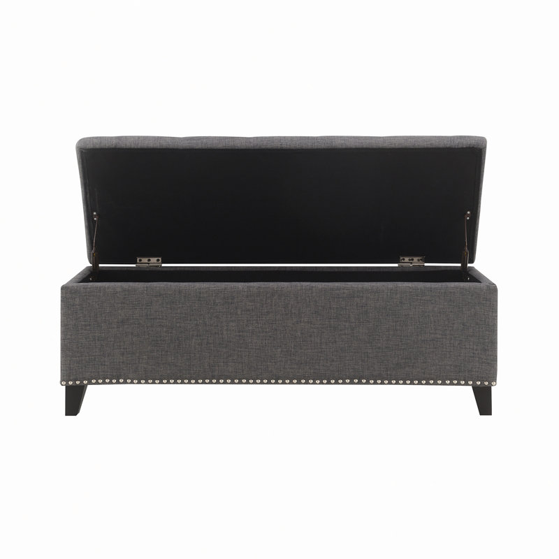 47.5" Storage Bench With Safety Close Hinge, Dark Gray