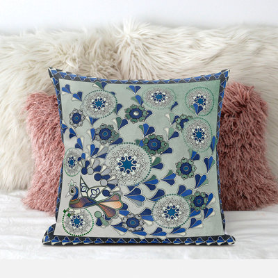  Glory of Flowers Peacock Faux Suede Square Pillow Cover & Insert